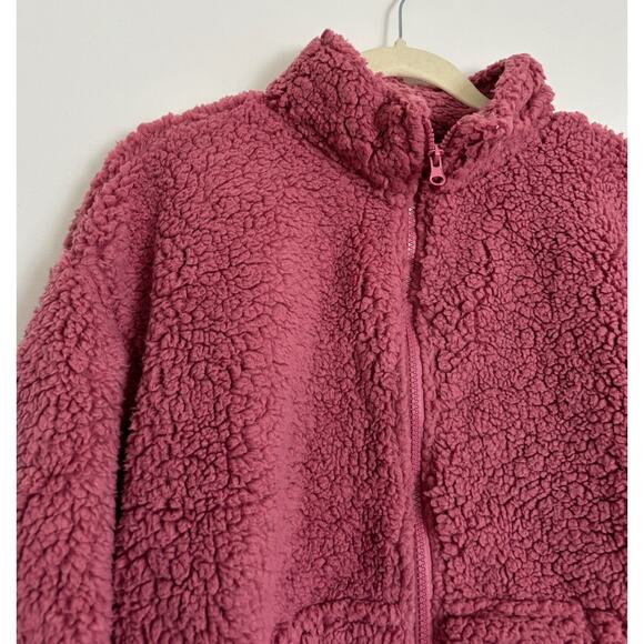 Pink Crave Fame Butterfly Fleece Cropped Jacket L - Picture 2 of 5